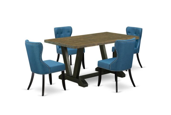 EAST WEST FURNITURE 5-Pc KITCHEN TABLE SET- 4 AMAZING KITCHEN CHAIRS AND 1 DINING ROOM TABLE