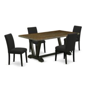 EAST WEST FURNITURE 5 - PIECE DINETTE SET INCLUDES 4 UPHOLSTERED DINING CHAIRS AND RECTANGULAR DINING TABLE