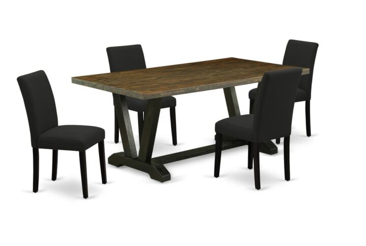 EAST WEST FURNITURE 5 - PIECE DINETTE SET INCLUDES 4 UPHOLSTERED DINING CHAIRS AND RECTANGULAR DINING TABLE