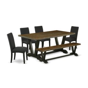 EAST WEST FURNITURE 6-PIECE KITCHEN DINING ROOM SET- 4 STUNNING PARSON DINING CHAIRS