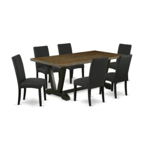 EAST WEST FURNITURE 7-PIECE DINING ROOM TABLE SET- 6 AMAZING PARSON CHAIRS AND 1 BREAKFAST TABLE