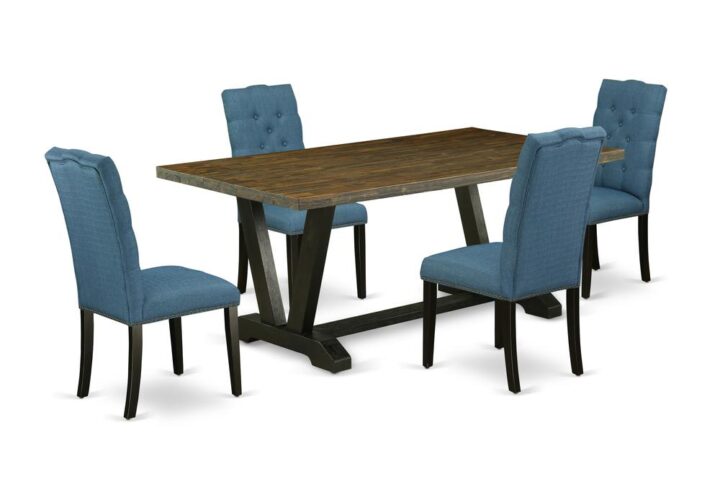 EAST WEST FURNITURE 5-PC KITCHEN TABLE SET WITH 4 PARSON DINING CHAIRS AND RECTANGULAR DINING TABLE