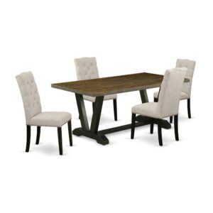EAST WEST FURNITURE 5-PIECE KITCHEN TABLE SET WITH 4 KITCHEN PARSON CHAIRS AND RECTANGULAR WOOD TABLE