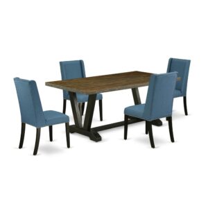EAST WEST FURNITURE 5-PC KITCHEN SET WITH 4 MODERN DINING CHAIRS AND RECTANGULAR DINING TABLE