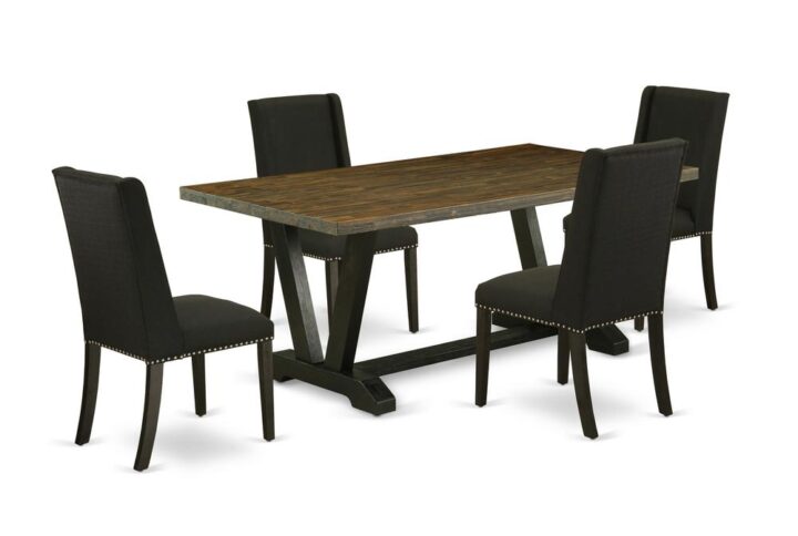 EAST WEST FURNITURE 5-PIECE DINING ROOM TABLE SET WITH 4 PARSON DINING ROOM CHAIRS AND RECTANGULAR dining table