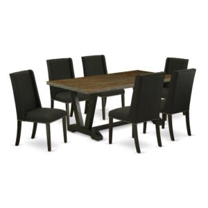EAST WEST FURNITURE 7-PC KITCHEN TABLE SET 6 ATTRACTIVE PARSON CHAIRS AND RECTANGULAR WOOD DINING TABLE