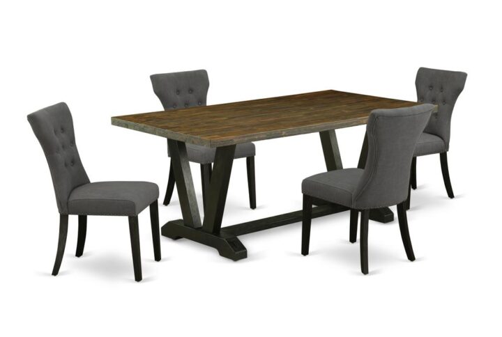 EAST WEST FURNITURE 5-PC KITCHEN SET WITH 4 KITCHEN CHAIRS AND RECTANGULAR DINING ROOM TABLE