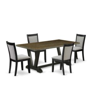 This Dining Room Table Set  Includes A Wood Table With 4 Upholstered Dining Chairs To Make Your Friends And Family Mealtime More Comfortable And Pleasant. The Frame Of This Modern Dining Table Set  Is Created Of High Quality Asian Wood