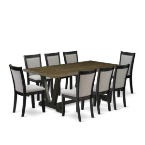 This Mid-Century Dining Set  Includes A Modern Dining Table With 8 Modern Dining Chairs To Make Your Family Meals More Comfortable And Pleasant. The Frame Of This Kitchen Table Set  Is Created Of High Quality Rubber Wood