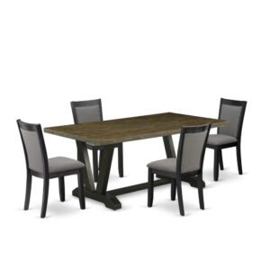 This Dining Table Set  Includes A Mid-Century Dining Table With 4 Dining Chairs To Make Your Family Mealtime More Comfortable And Pleasant. The Frame Of This Table Set  Is Created Of Top Quality Asian Wood