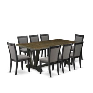 This Dinette Set  Includes A Modern Kitchen Table With 8 Mid-Century Dining Chairs To Make Your Family Meals More Comfortable And Pleasant. The Structure Of This Table Set  Is Created Of Top Quality Rubber Wood