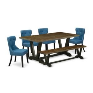 EAST WEST FURNITURE 6-PIECE KITCHEN ROOM TABLE SET- 4 EXCELLENT DINING CHAIR