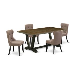 EAST WEST FURNITURE 5-Pc DINING ROOM SET- 4 AMAZING DINING ROOM CHAIRS AND 1 DINING ROOM TABLE