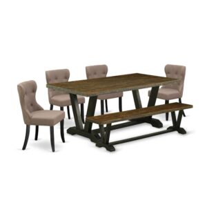 EAST WEST FURNITURE 6-PC MODERN DINING SET- 4 STUNNING KITCHEN CHAIRS