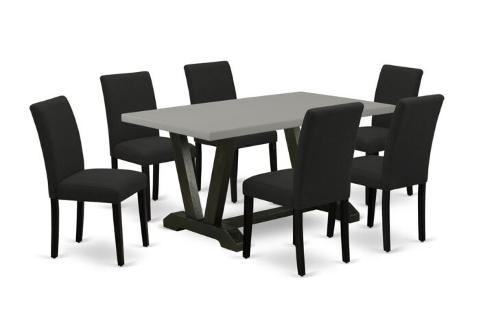 EAST WEST FURNITURE 7 - PIECE KITCHEN TABLE SET INCLUDES 6 KITCHEN CHAIRS AND RECTANGULAR DINING TABLE