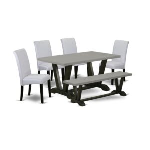 Our Mid Century Modern Dining Set  Adds A Touch Of Elegance To Any Dining Room That You And Your Family Will Absolutely Enjoy. The Elegant Dining Room Table Set  Consists Of A Modern Kitchen Table And A Wood Bench