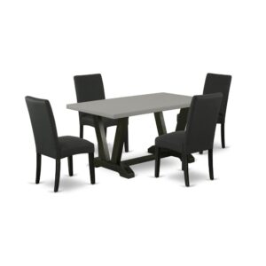 EAST WEST FURNITURE 5-PIECE DINETTE ROOM SET- 4 FANTASTIC PARSON CHAIRS AND 1 RECTANGULAR TABLE