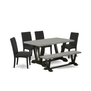 EAST WEST FURNITURE 6-PC MODERN DINING TABLE SET- 4 EXCELLENT DINING ROOM CHAIRS