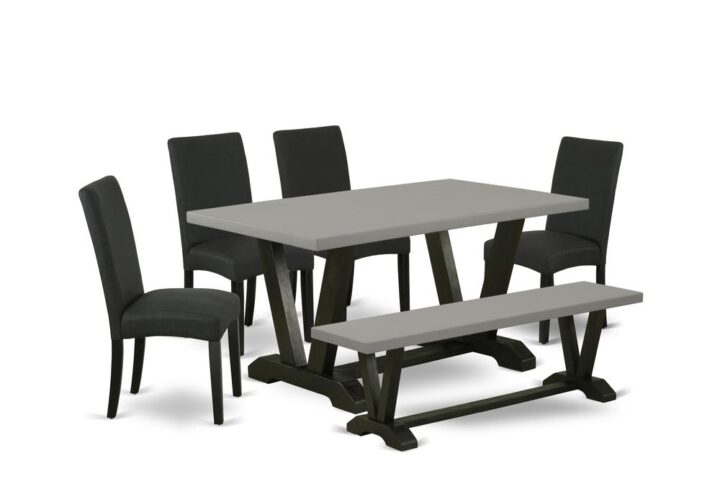 EAST WEST FURNITURE 6-PC MODERN DINING TABLE SET- 4 EXCELLENT DINING ROOM CHAIRS