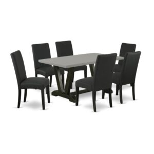 EAST WEST FURNITURE 7-PIECE KITCHEN DINING SET- 6 FANTASTIC UPHOLSTERED DINING CHAIRS AND 1 DINING TABLE