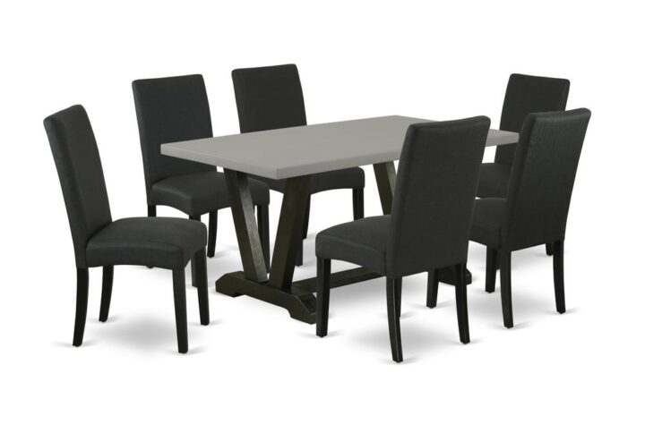EAST WEST FURNITURE 7-PIECE KITCHEN DINING SET- 6 FANTASTIC UPHOLSTERED DINING CHAIRS AND 1 DINING TABLE