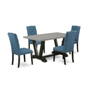 EAST WEST FURNITURE 5-PC DINING TABLE SET WITH 4 KITCHEN CHAIRS AND RECTANGULAR TABLE