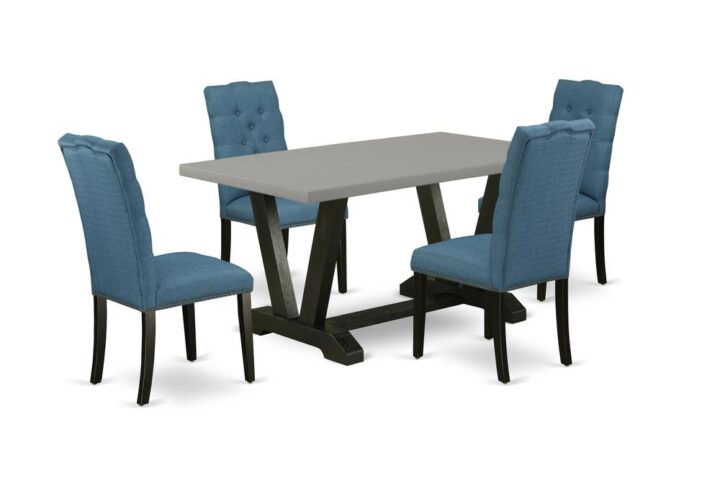 EAST WEST FURNITURE 5-PC DINING TABLE SET WITH 4 KITCHEN CHAIRS AND RECTANGULAR TABLE