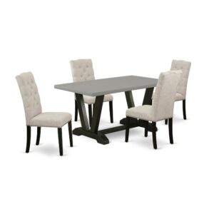 EAST WEST FURNITURE 5-PIECE MODERN DINING TABLE SET WITH 4 MODERN DINING CHAIRS AND RECTANGULAR KITCHEN TABLE