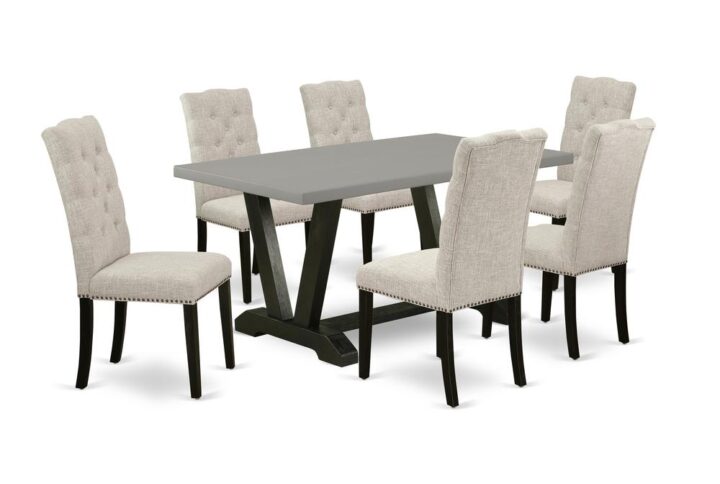EAST WEST FURNITURE 7-PC KITCHEN SET 6 WONDERFUL PARSON CHAIRS AND RECTANGULAR WOOD TABLE