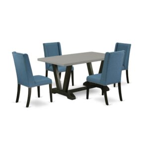 EAST WEST FURNITURE 5-PIECE RECTANGULAR DINING ROOM TABLE SET WITH 4 PARSON DINING CHAIRS AND RECTANGULAR KITCHEN TABLE