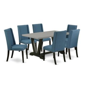 EAST WEST FURNITURE 7-PIECE MODERN DINING TABLE SET WITH 6 PARSON CHAIRS AND RECTANGULAR DINING TABLE