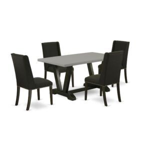 EAST WEST FURNITURE 5-PIECE RECTANGULAR TABLE SET WITH 4 DINING CHAIRS AND RECTANGULAR WOOD TABLE