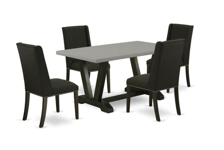 EAST WEST FURNITURE 5-PIECE RECTANGULAR TABLE SET WITH 4 DINING CHAIRS AND RECTANGULAR WOOD TABLE