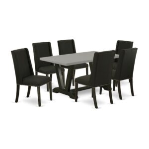 EAST WEST FURNITURE 7-PC DINING TABLE SET 6 BEAUTIFUL PARSONS CHAIRS AND RECTANGULAR DINING TABLE