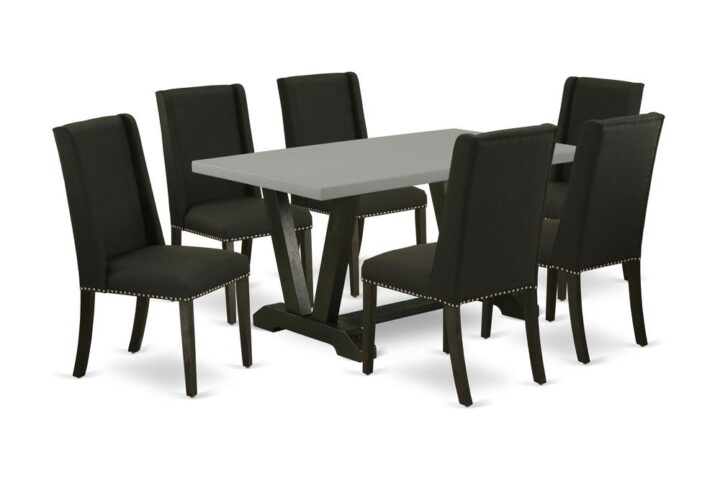 EAST WEST FURNITURE 7-PC DINING TABLE SET 6 BEAUTIFUL PARSONS CHAIRS AND RECTANGULAR DINING TABLE