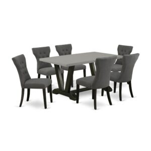 EAST WEST FURNITURE 7-PIECE KITCHEN SET 6 FANTASTIC PARSON DINING CHAIRS AND SMALLRECTANGULARTABLE