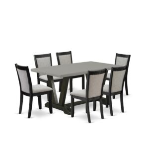 This Dining Set  Includes A Wooden Dining Table With 6 Wood Dining Chairs To Make Your Friends And Family Meals More Leisurely And Pleasant. The Structure Of This Modern Dining Set  Is Created Of Top Quality Rubber Wood