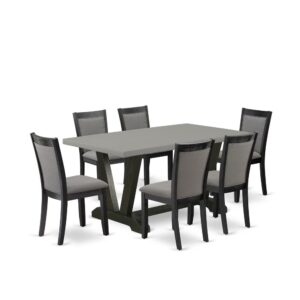 This Kitchen Dining Table Set  Includes A Rectangular Dining Room Table With 6 Upholstered Dining Chairs To Make Your Friends And Family Meals Easier And Pleasant. The Structure Of This Modern Dining Set  Is Created Of Prime Quality Rubber Wood