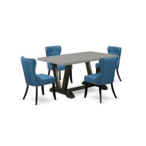 EAST WEST FURNITURE 5-PIECE DINING ROOM TABLE SET- 4 EXCELLENT KITCHEN PARSON CHAIRS AND 1 MODERN DINING ROOM TABLE