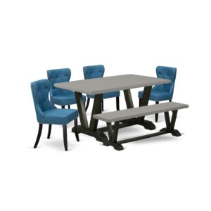 EAST WEST FURNITURE 6-PC DINING TABLE SET- 4 WONDERFUL PARSON CHAIRS