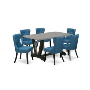 EAST WEST FURNITURE 7-PC KITCHEN TABLE SET- 6 EXCELLENT DINING PADDED CHAIRS AND 1 DINING ROOM TABLE