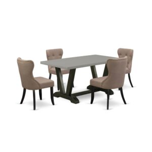 EAST WEST FURNITURE 5-Pc KITCHEN DINING SET- 4 WONDERFUL UPHOLSTERED DINING CHAIRS AND 1 MODERN RECTANGULAR DINING TABLE
