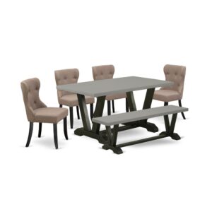 EAST WEST FURNITURE 6-PC DINING ROOM SET- 4 WONDERFUL DINING PADDED CHAIRS
