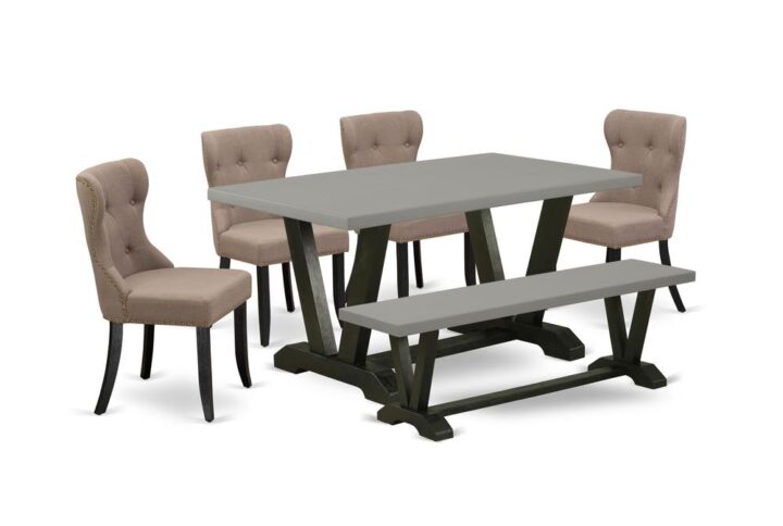EAST WEST FURNITURE 6-PC DINING ROOM SET- 4 WONDERFUL DINING PADDED CHAIRS