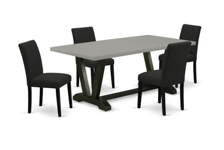 EAST WEST FURNITURE 5 - PIECE KITCHEN TABLE SET INCLUDES 4 MODERN CHAIRS AND RECTANGULAR DINING TABLE