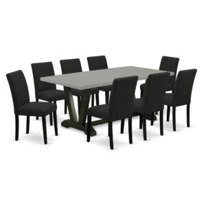 EAST WEST FURNITURE 9 - PIECE DINING ROOM TABLE SET INCLUDES 8 MODERN CHAIRS AND MODERN RECTANGULAR DINING TABLE