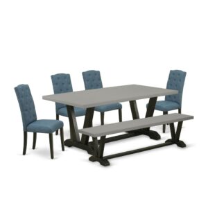Our Mid Century Dining Set  Adds A Touch Of Elegance To Any Dining Room That You And Your Family Will Absolutely Enjoy. The Elegant Kitchen Dining Table Set  Contains A Mid Century Dining Table And A Wood Bench