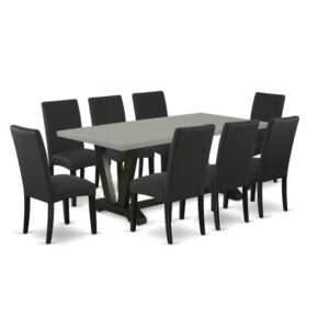 EaST WEST FURNITURE 9-PC DINNING ROOM TaBLE SET 8 aMaZING DINING CHaIRS and RECTaNGULaR DINING ROOM TaBLE