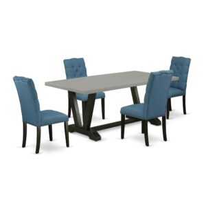 EAST WEST FURNITURE 5-PIECE DINETTE SET WITH 4 DINING ROOM CHAIRS AND KITCHEN RECTANGULAR TABLE