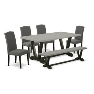 EaST WEST FURNITURE 6-PIECE KITCHEN TaBLE SET 4 BEaUTIFUL PaRSON DINING CHaIRS andrectangularDINING TaBLE